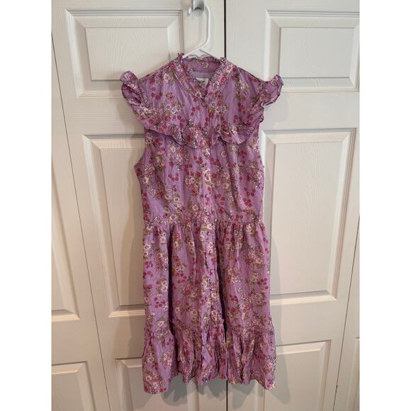 New Unique Vintage Violet Floral Prairie Cottagecore sleeveless Dress - Picture 2 of 7